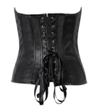 Leather corset lace up zipper shiny bustier overbust - Alt Style Clothing