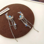 Gothic Irregular Moonstone Star Earrings – Trendy Asymmetrical Design