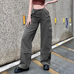 Vintage Grunge Gothic Bandage Cargo Pants with Buckle Detailing - Punk Style Sweatpants