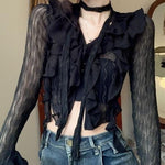 Gothic Lace Crop Top Transparent Cardigan