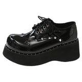 Step Up Your Gothic Style: SaraIris Black Lace-Up Buckle Wedges Platform Sneakers for Cosplay and Punk Fashion