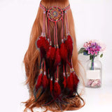 Boho Peacock Feather Adjustable Headdress - Women's Novelty Hair Band