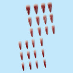 24pcs Wine Red Gradient Glossy Long Pointed Press-On Nails