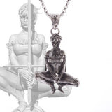 Silver Plated Captivity Bondage Goddess Pendant - Demon Girl Necklace