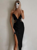 Sexy Backless Cutout Midi Dress Club Party Outfit - Alt Style Clothing