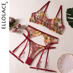 Lace Underwear Transparent Embroidery 3-Piece Garters - Alt Style Clothing