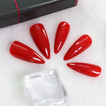 24pcs Stiletto Mirror Red Press-On Nails with Tabs