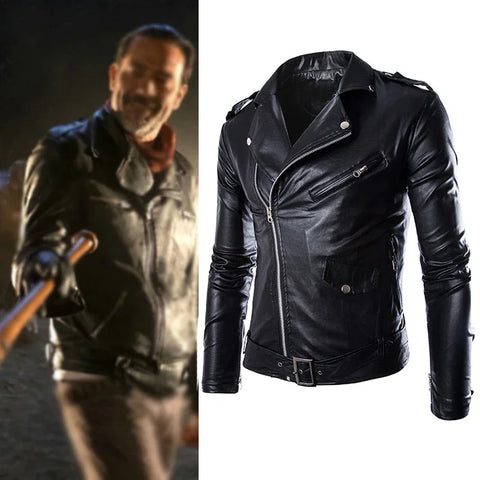 Slim Fit Motorcycle Leather Jacket - Classic Biker Style