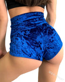 High Waist Velvet Stretch Shorts for Women