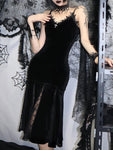 Dark Lace Patchwork Gothic Mermaid Dress – Elegant Gothic Evening Wear