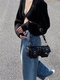 Vintage Cylinder Underarm Bag Double Pocket Design - Alt Style Clothing