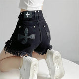 Bandage Tassel Shorts Denim Jeans - Alt Style Clothing