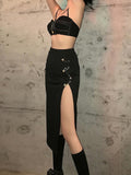 Goth Alternative High Waist A-Line Long Skirt - Alt Style Clothing