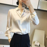 Premium Single Breasted Straight Loose Chiffon Thin Long Sleeve Blouse - Alt Style Clothing
