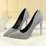 Flock High Heels Pumps with Pointed Toe – Elegant Wedding Classics