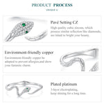 Bamoer Authentic Green Zircon Snake Opening Bracelet - Alt Style Clothing