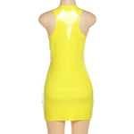 Patent Leather Bodycon Mini Dress - Sleeveless Latex Tank Dress for Rave & Party