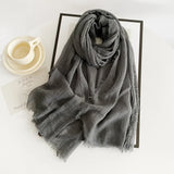 Long Cotton & Linen Scarf - Lightweight Solid Color Fashion Scarf