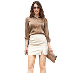 PU Ladies Slit Skirt Slim Stretch Leather Skirt - Alt Style Clothing