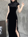 Goth Dark Romantic Gothic Velvet Aesthetic Dress - Alt Style Clothing