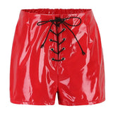 Gothic PVC Wet Look High-Waist Mini Shorts - Punk Dance Club Hot Pants