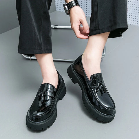 Patent Leather Platform Loafers – Slip-On Derby Shoes