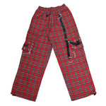 Gothic Checkered Cargo Plaid Pants - Women's Punk Wide-Leg Trousers