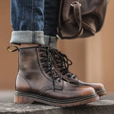 Edgy Handmade Thick-Soled Genuine Leather Boots for Alternative Men