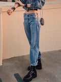 High Waisted Chain Jeans - Featuring a Cross Chain and Hollow Out Design for a Sexy and Elegant Look