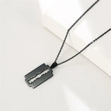 Steel Razor Blade Pendant Necklace - Punk Stainless Steel