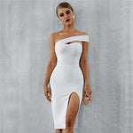 ADYCE Elegant One-Shoulder Strapless Bodycon Dress