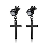 Stainless Steel Cross Skull Star Scorpion Tassel Chain Stud Earrings