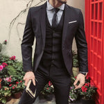 Men's 3-Piece Elegant Business Suit Set - Classic Blazer, Vest, and Pants