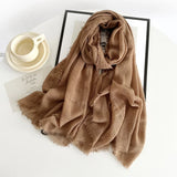 Long Cotton & Linen Scarf - Lightweight Solid Color Fashion Scarf