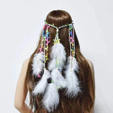 Boho Peacock Feather Adjustable Headdress - Women's Novelty Hair Band