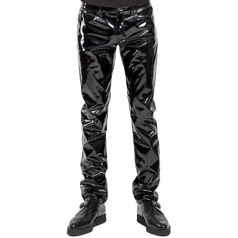 Faux Leather PVC Pants for Clubwear – Slim Fit Gothic Pencil Pants for Nightlife