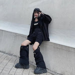 Deeptown Gothic Techwear Cargo Pants - High-Waist Black Emo Style