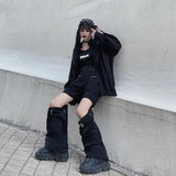 Deeptown Gothic Techwear Cargo Pants - High-Waist Black Emo Style