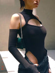 Black Hollow Out Sexy Bodysuit - Alt Style Clothing