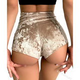 High Waist Velvet Stretch Shorts for Women