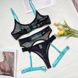 Contrast Color Lace Lingerie Set - Wire-Free, Sensual Seamless Underwear