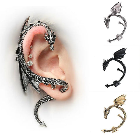 Vintage Gothic Dragon Ear Wrap – Punk Rock Clip Earrings