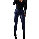 High-Waisted PU Leather Leggings – Sleek and Bold for Nightclub Style