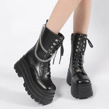 Gothic Platform Combat Ankle Boots – Bold Slip-On Street Style