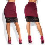 Formal High-Waist Lace Bandage Bodycon Midi Skirt – Elegant Pencil Silhouette