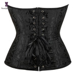 Overbust Corset Lace Up Boned Bustier Top Front Zip - Alt Style Clothing
