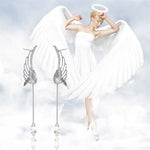 Silver Plated Angel Wing Crystal Drop Dangle Earrings for Women