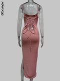 Knitted Midi Sleeveless Backless Long Dress