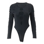 Hollow Out Long Sleeve Slim Fit Bodysuit