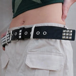 Gothic PU Leather Rivet Hanging Chain Belt